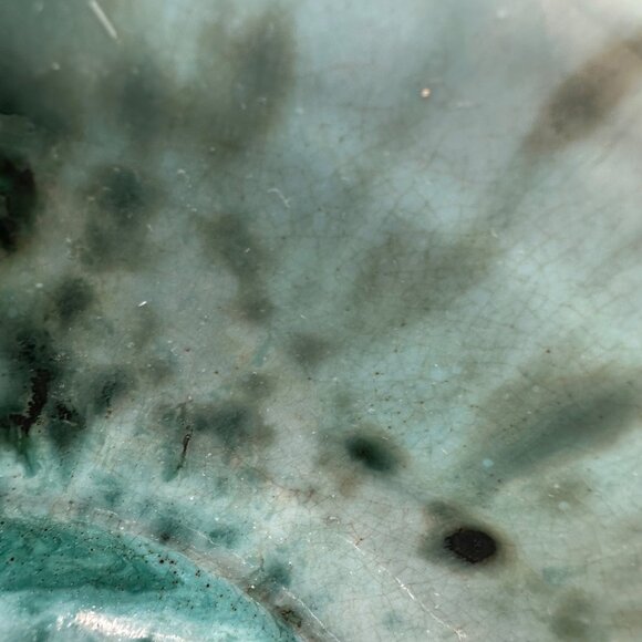 Handmade Art Pottery Bowl Signed Mike Joens Speckle Turquoise Green Blue Serving - Picture 7 of 13